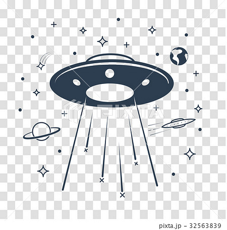 Silhouette Ufo Starry Skyのイラスト素材