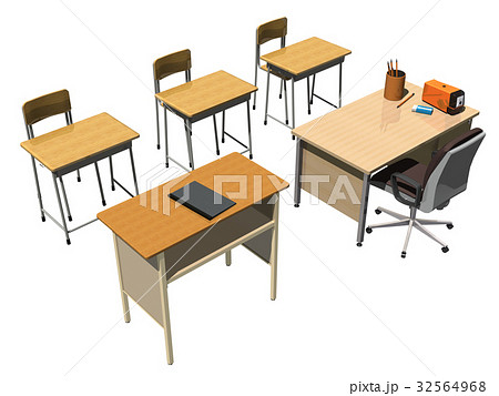教室 机 少人数 のイラスト素材
