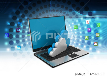 Laptop with cloud Laptop with cloud 32569368