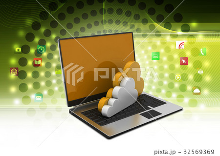 Laptop with cloud 32569369