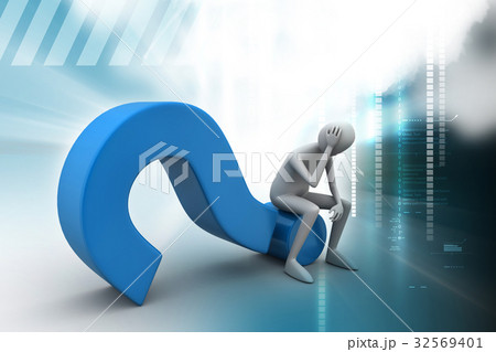man sitting on the question mark 32569401