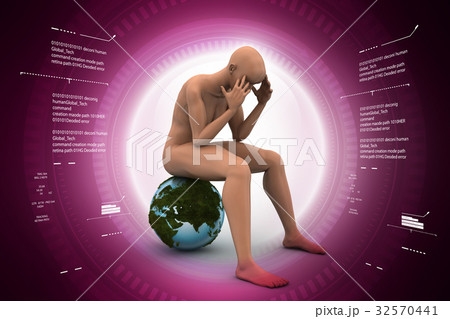 Man sitting on the globe Man sitting on the globe 32570441