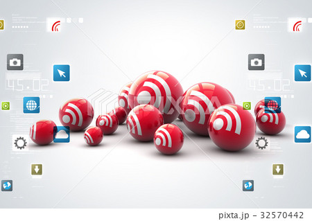 Ball with rss sign Ball with rss sign 32570442