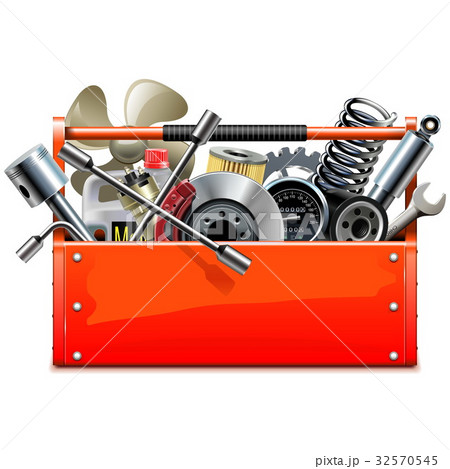 Vector Red Toolbox with Car Parts Vector Red Toolbox with Car Parts 32570545