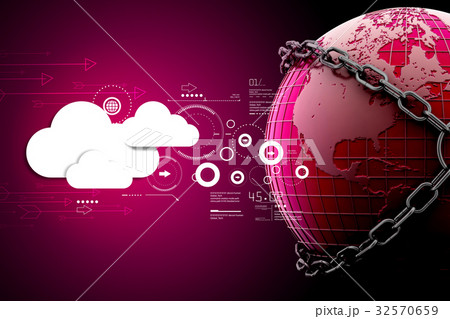 Earth locked with chain in  color background 32570659