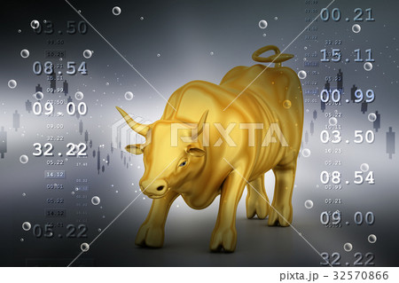 Rising golden business bull Rising golden business bull 32570866