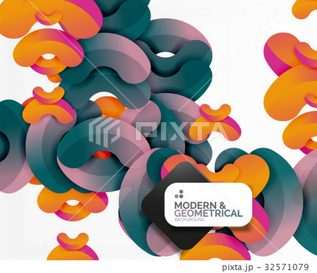 Abstract color geometric round shapes on white 32571079