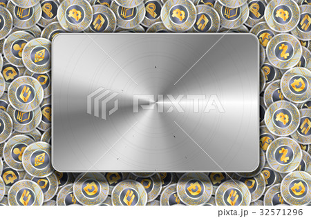 Cryptocurrency coins with glossy metal plate 32571296