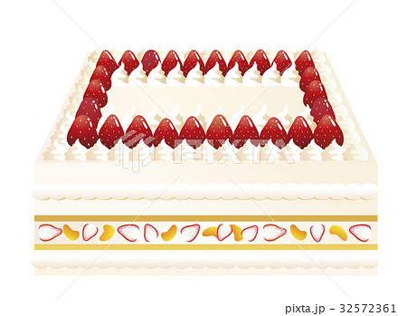 シンプルケーキ四角デコレーション フルーツインのイラスト素材