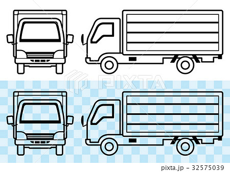 トラックの線画 正面と横 のイラスト素材 32575039 Pixta