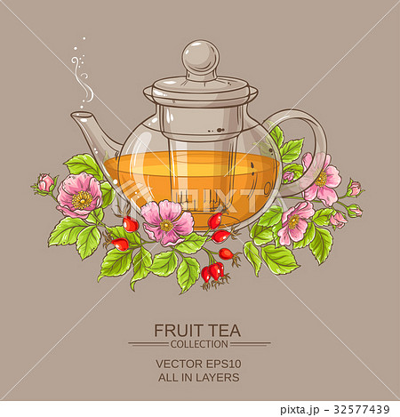 dog rose tea in teapot 32577439