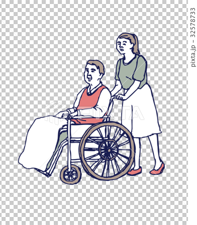 車椅子 介護 絵のイラスト素材