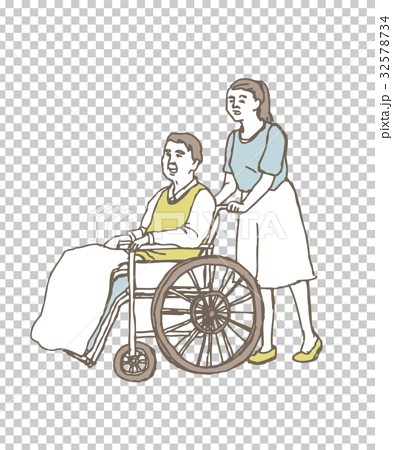 車椅子 介護 絵のイラスト素材