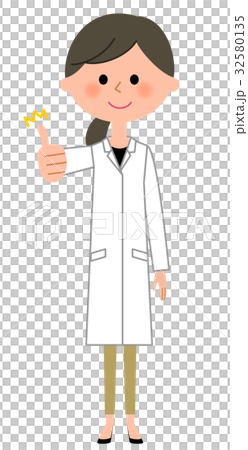 White coat woman thumbs up 32580135