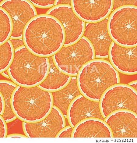 オレンジのカットフルーツのリアルイラスト 断面 連続柄 のイラスト素材 32582121 Pixta