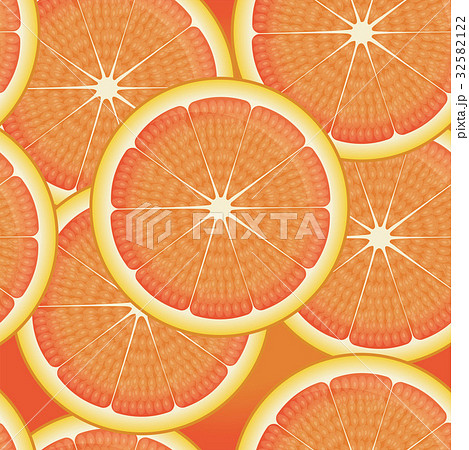 オレンジのカットフルーツのリアルイラスト 断面 連続柄のイラスト素材