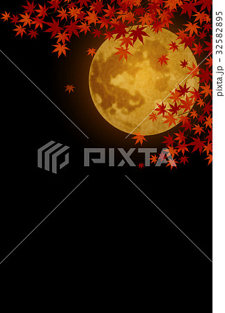 月 紅葉 風景 背景のイラスト素材 3255