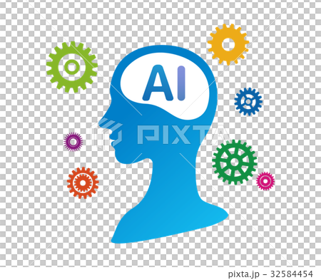 人工知能aiと機械歯車のイラスト素材