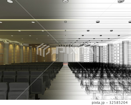 sketch design of interior auditorium  ,3d  render 32585204