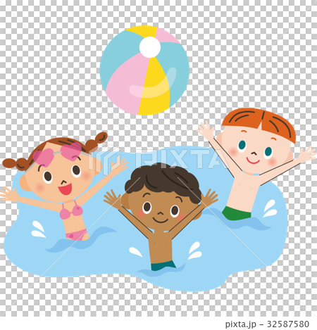 水の中で遊ぶ子供達 水の中で遊ぶ子供達 32587580