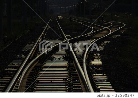 train platform at sunset 32590247