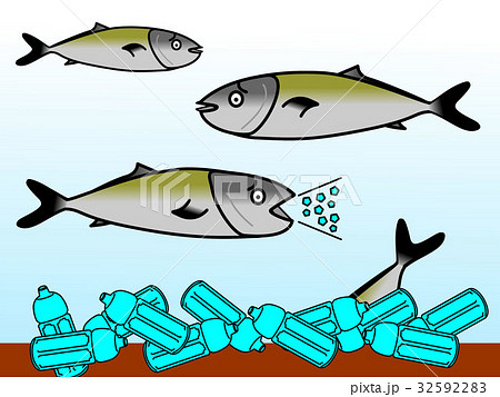 マイクロプラスチック 魚が食べられなくなる 汚染のイラスト素材