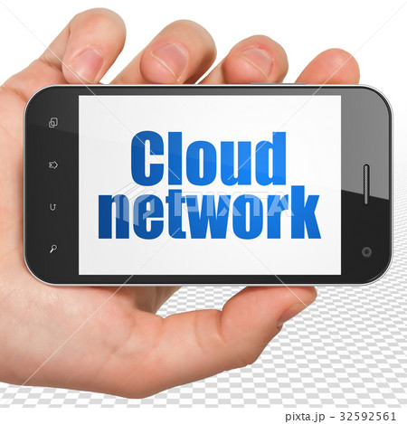 Cloud computing concept: Hand Holding Smartphone 32592561