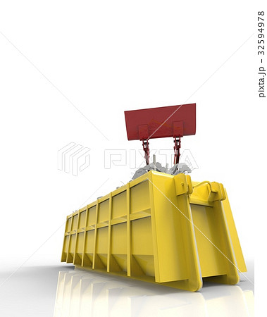 Industrial background with skip and bulldozer 3d 32594978
