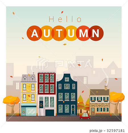 Hello autumn cityscape background 32597181