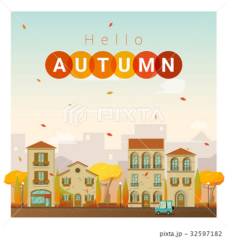 Hello autumn cityscape background 32597182