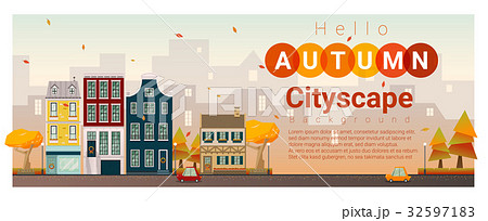 Hello autumn cityscape background 32597183