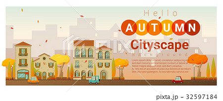 Hello autumn cityscape background 32597184