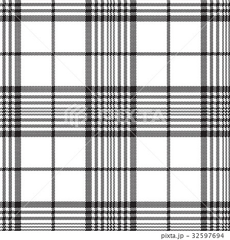 Pixels Black White Check Plaid Seamless Patternのイラスト素材