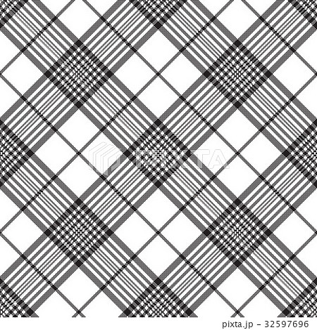 Pixels Black White Check Plaid Seamless Patternのイラスト素材