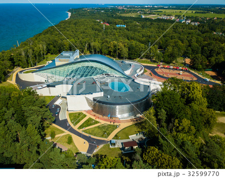 Aerial view of the Amber Hall theatre in resort 32599770