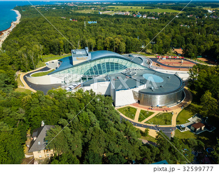 Aerial view of the Amber Hall theatre in resort 32599777