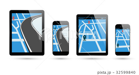Smartphone and PC tablet map location 32599840