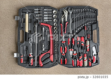Toolbox with black-red instruments 32601035