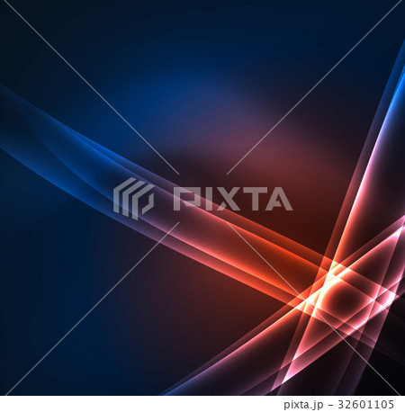 Energy lines, glowing waves in the dark, vector 32601105
