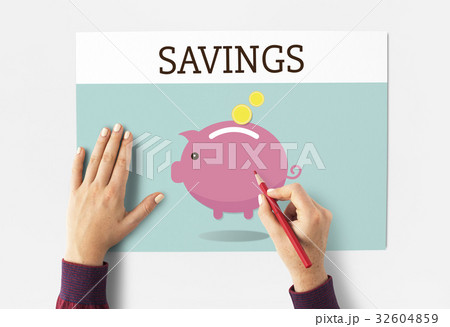 Piggy Bank Money Savings Future Investment Word Graphic Piggy Bank Money Savings Future Investment Word Graphic 32604859
