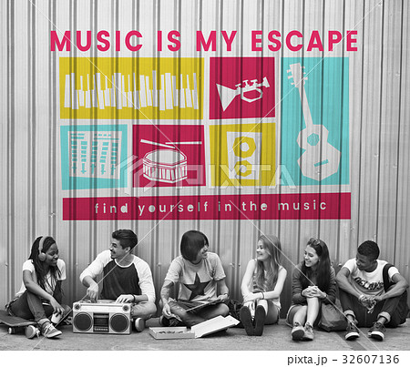 Network graphic overlay banner on wall 32607136