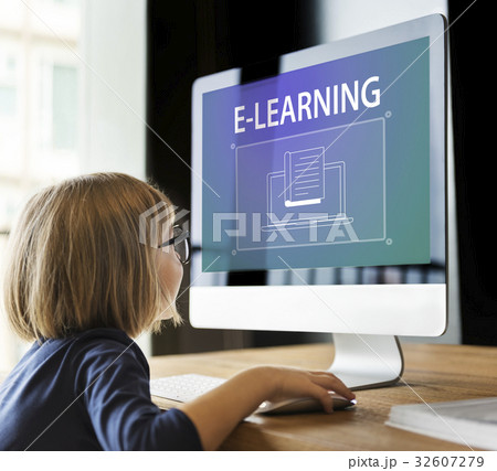 Little Girl Using Computer Concept Little Girl Using Computer Concept 32607279