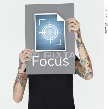 Illustration of focus on goals target pay attention 32607869