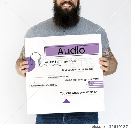 Man holding network graphic overlay billboard 32610127