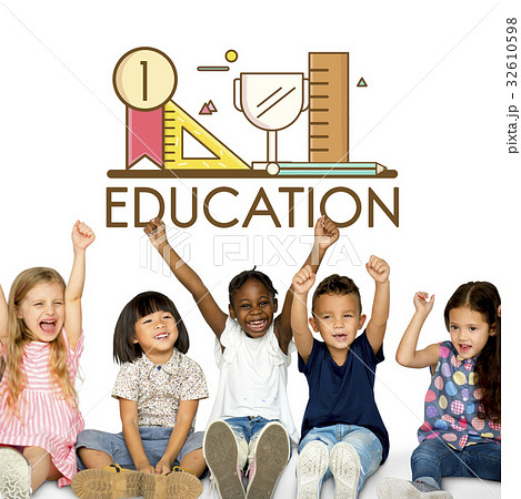 Group of students education with stationery illustration Group of students education with stationery illustration 32610598