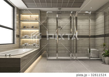 modern loft bathroom with luxury tile 32611524