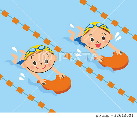 プールで泳ぐ子供のイラスト素材 32613601 Pixta
