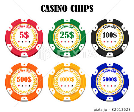 Set Of A Real Colorful Casino Chipsのイラスト素材