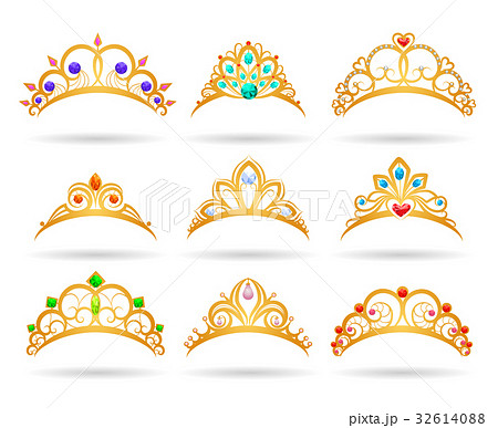 Princess Golden Tiaras With Diamondsのイラスト素材 32614088 Pixta