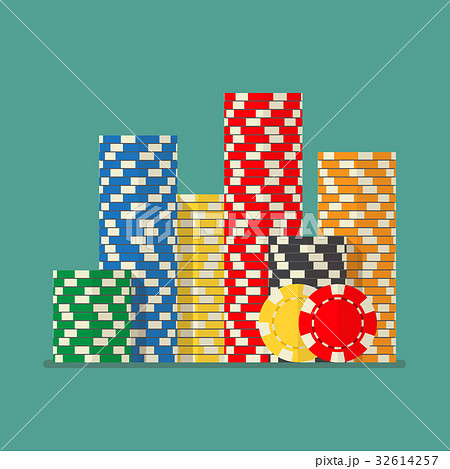 Stacks colorful poker chips 32614257
